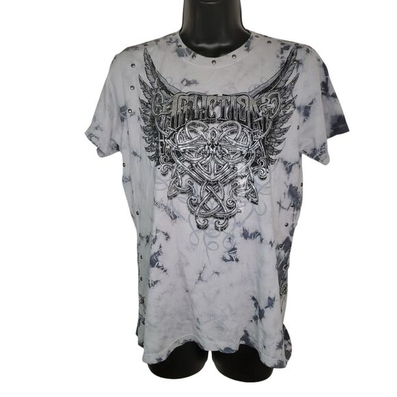 Affliction Tops - Affliction Women's Slashed Back Short Sleeve t-shirt Size Large
